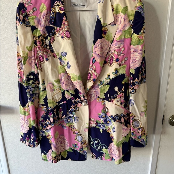 Vintage 1980’s Dana Buchman Vibrant Floral Blazer in Pink and Navy